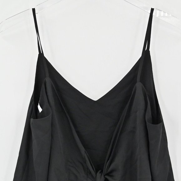 New BAR III Black Satin V Neck Camisole Reversible Bow Tie Top Womens Sz Medium - Picture 6 of 11